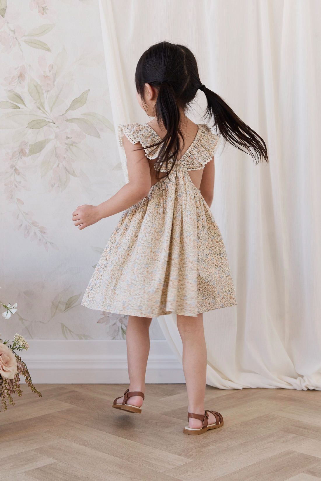 Organic Cotton Helene Dress - Tully Peach Childrens Dress from Jamie Kay NZ