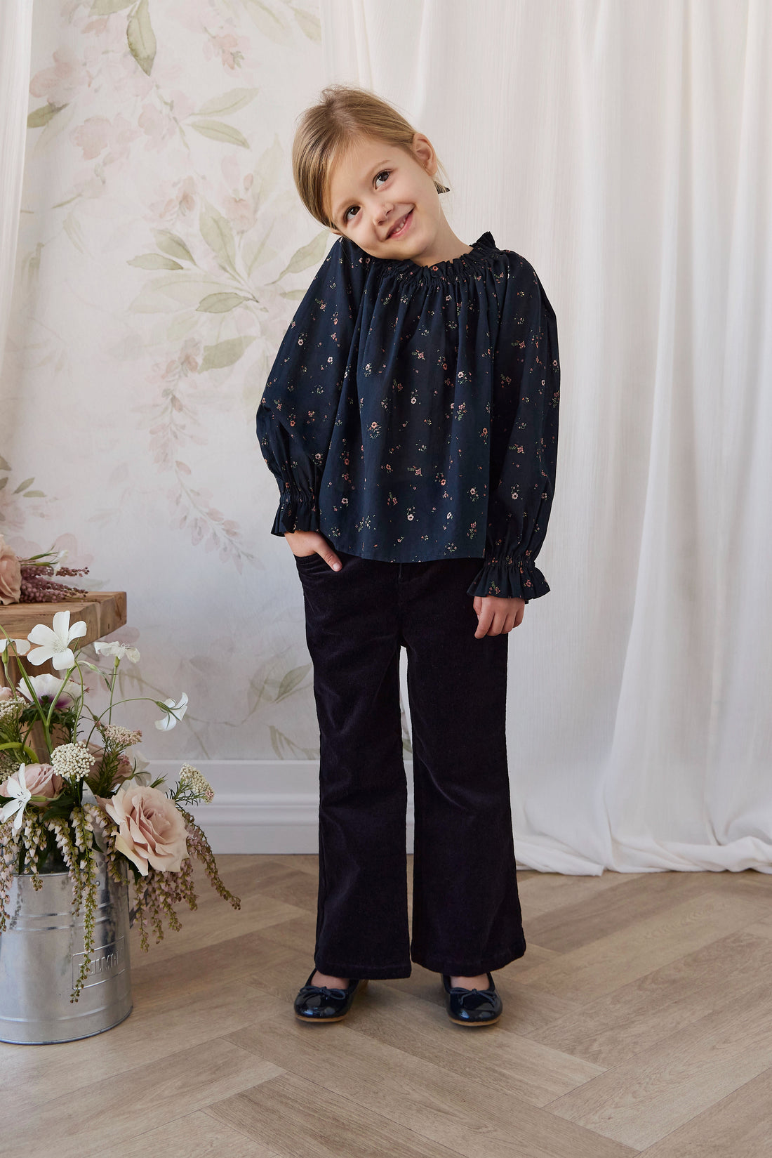Organic Cotton Acacia Blouse - Eloise Navy Childrens Top from Jamie Kay NZ