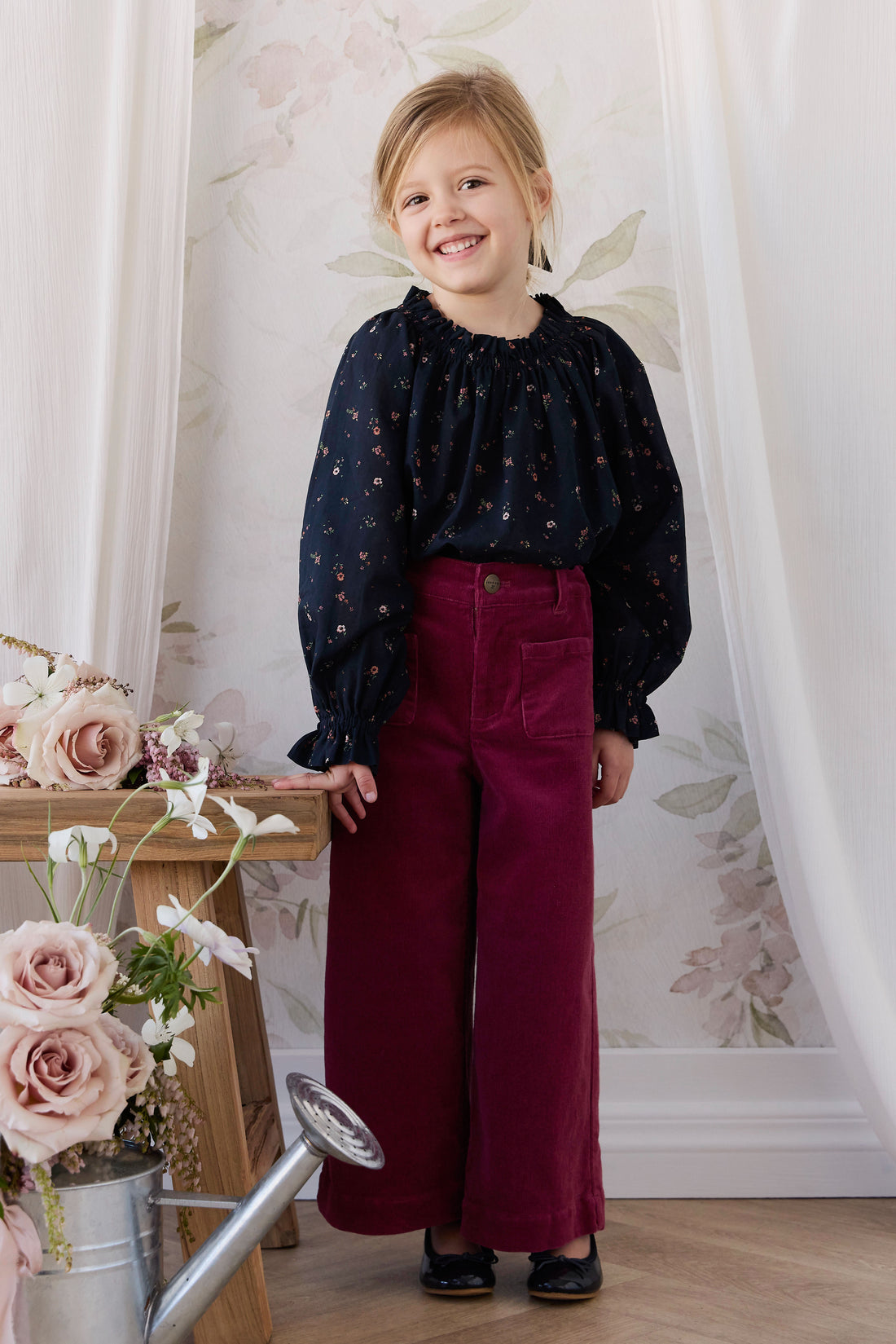 Organic Cotton Acacia Blouse - Eloise Navy Childrens Top from Jamie Kay NZ
