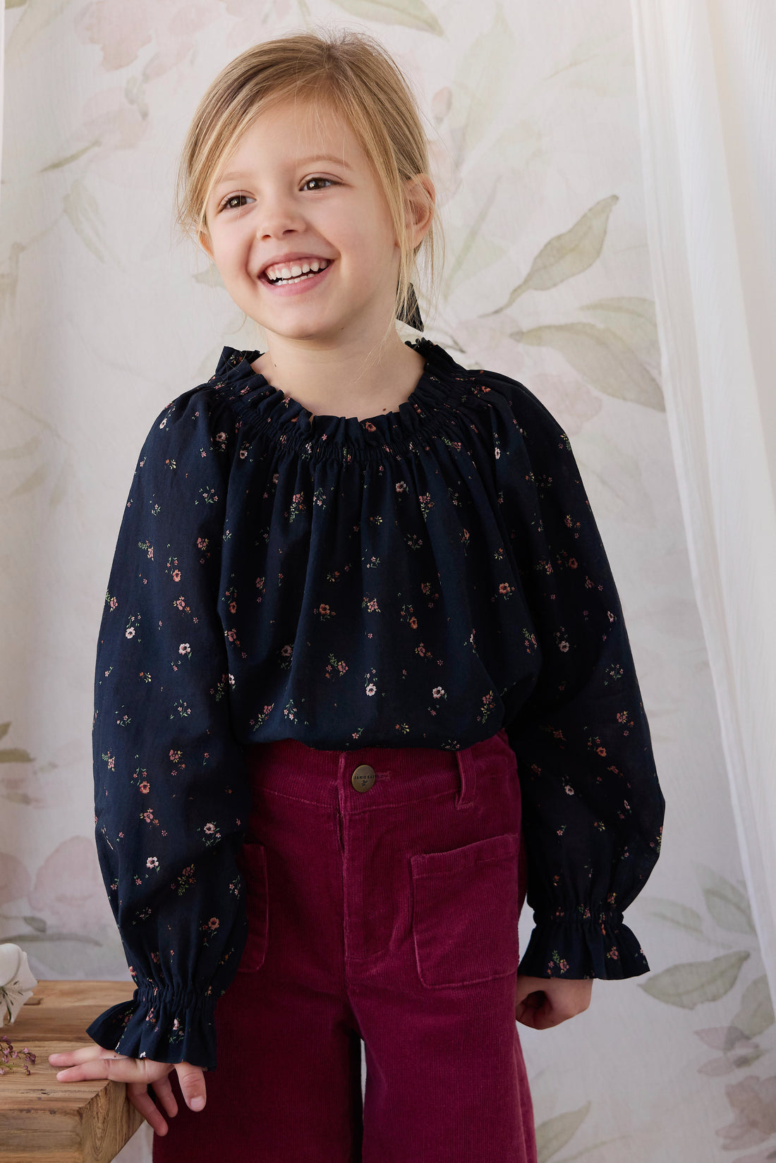 Organic Cotton Acacia Blouse - Eloise Navy Childrens Top from Jamie Kay NZ