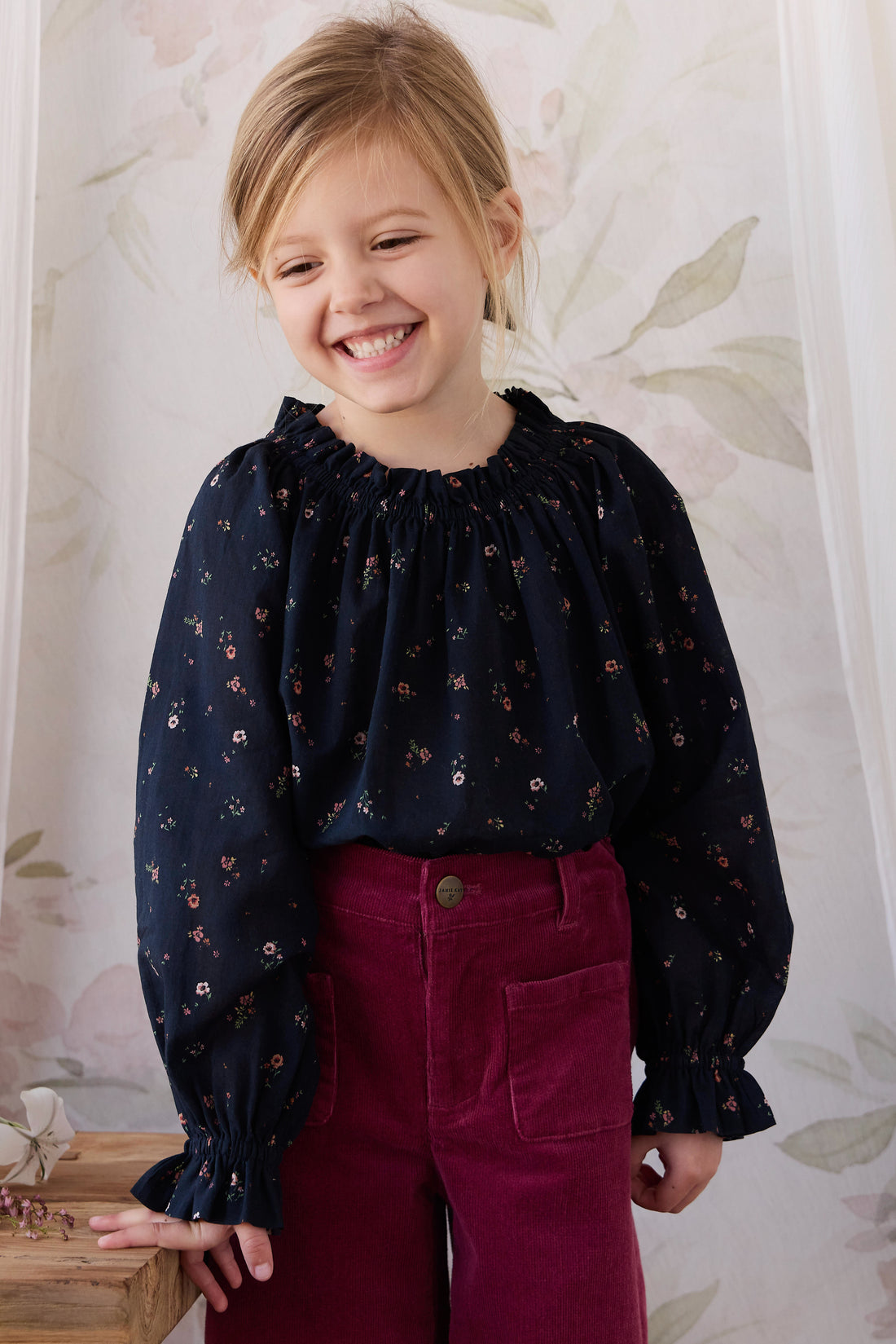 Organic Cotton Acacia Blouse - Eloise Navy Childrens Top from Jamie Kay NZ