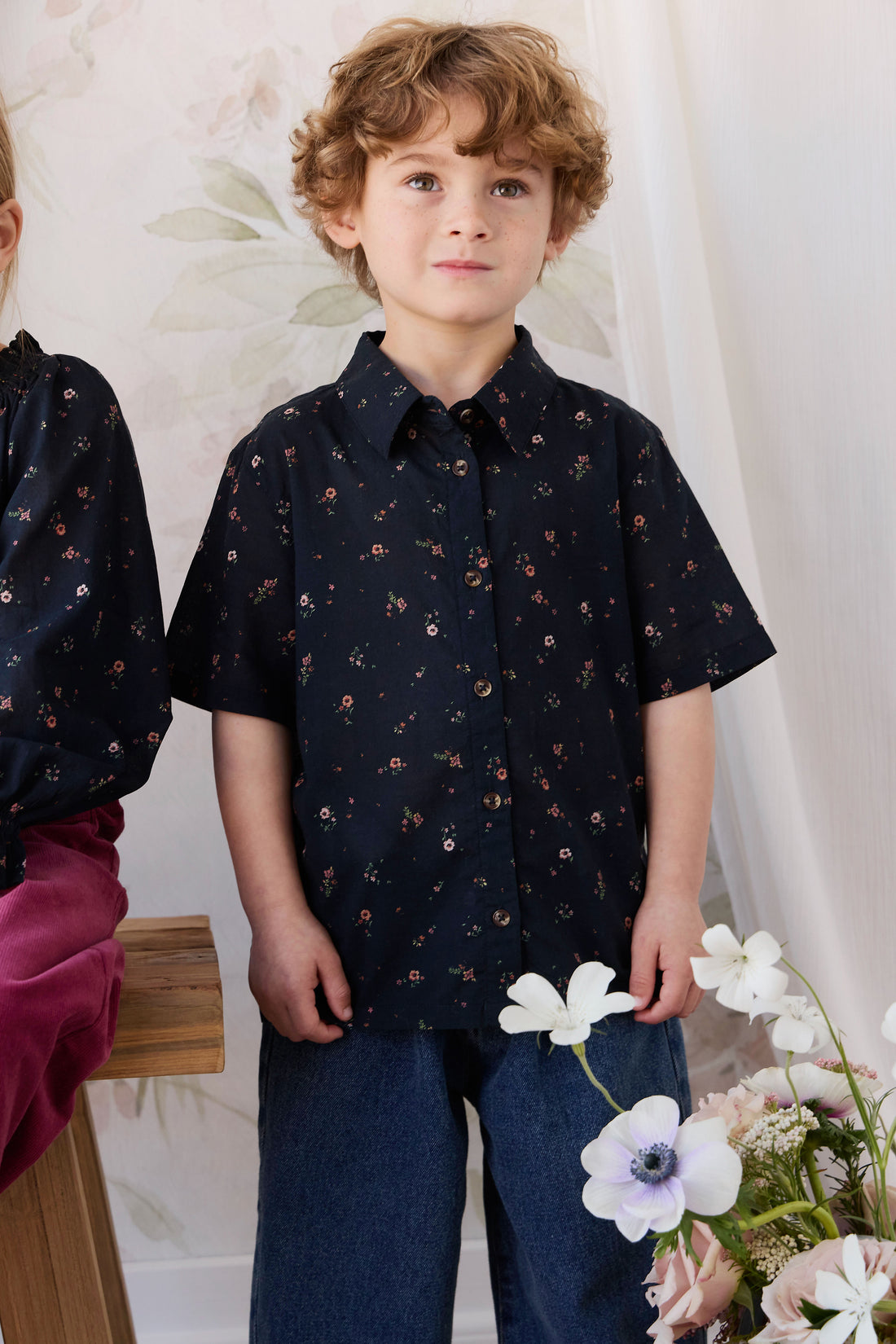 Organic Cotton Alexander Shirt - Eloise Navy Childrens Top from Jamie Kay NZ