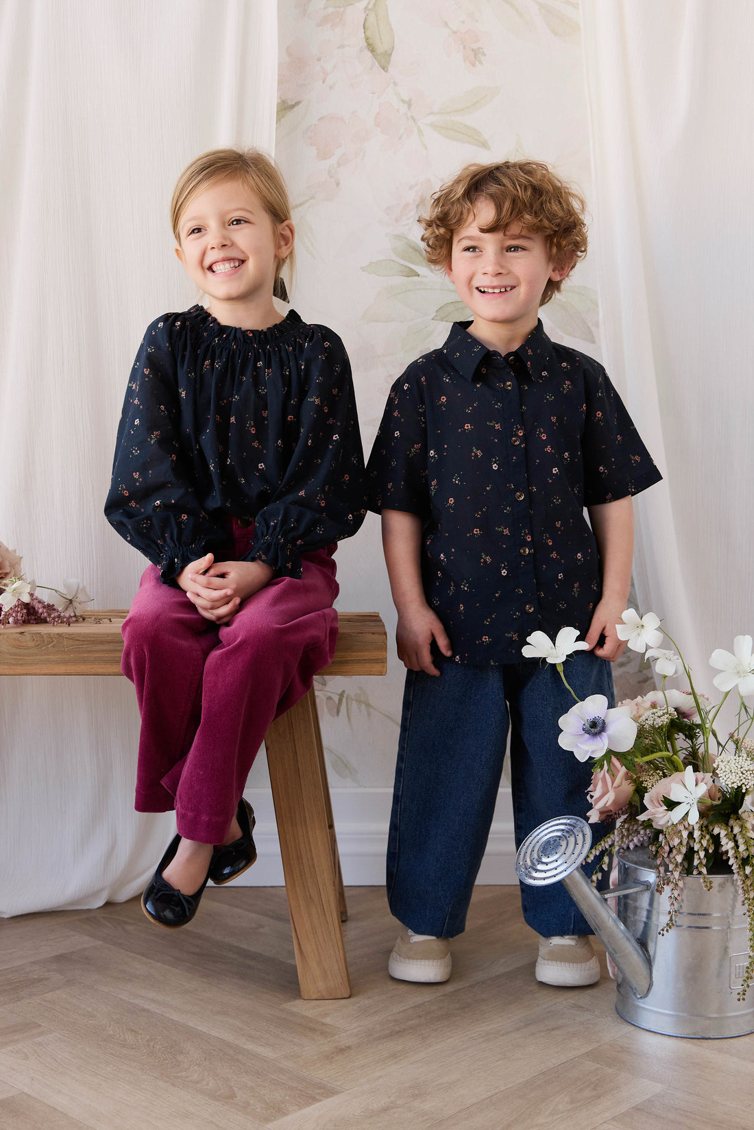 Organic Cotton Alexander Shirt - Eloise Navy Childrens Top from Jamie Kay NZ