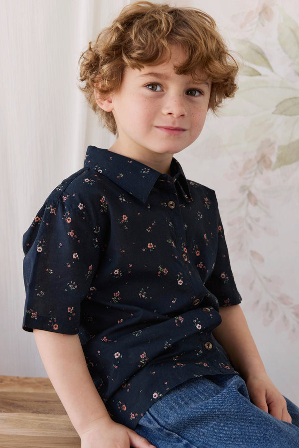 Organic Cotton Alexander Shirt - Eloise Navy Childrens Top from Jamie Kay NZ