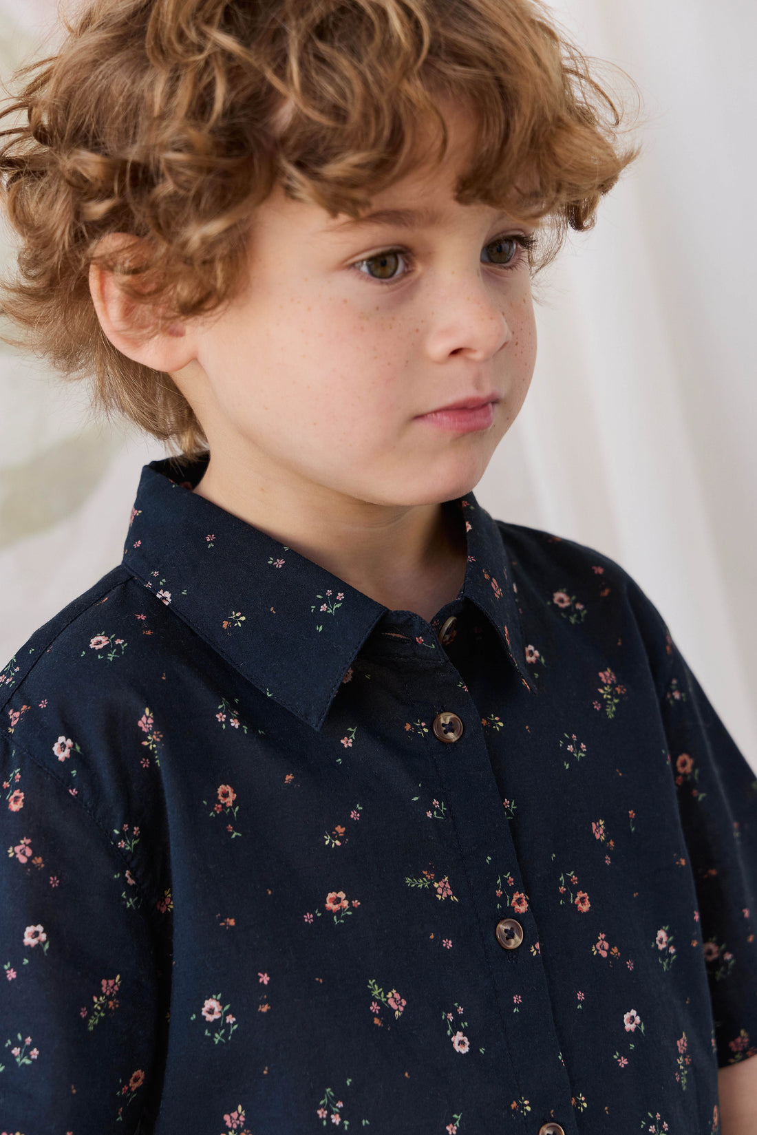 Organic Cotton Alexander Shirt - Eloise Navy Childrens Top from Jamie Kay NZ