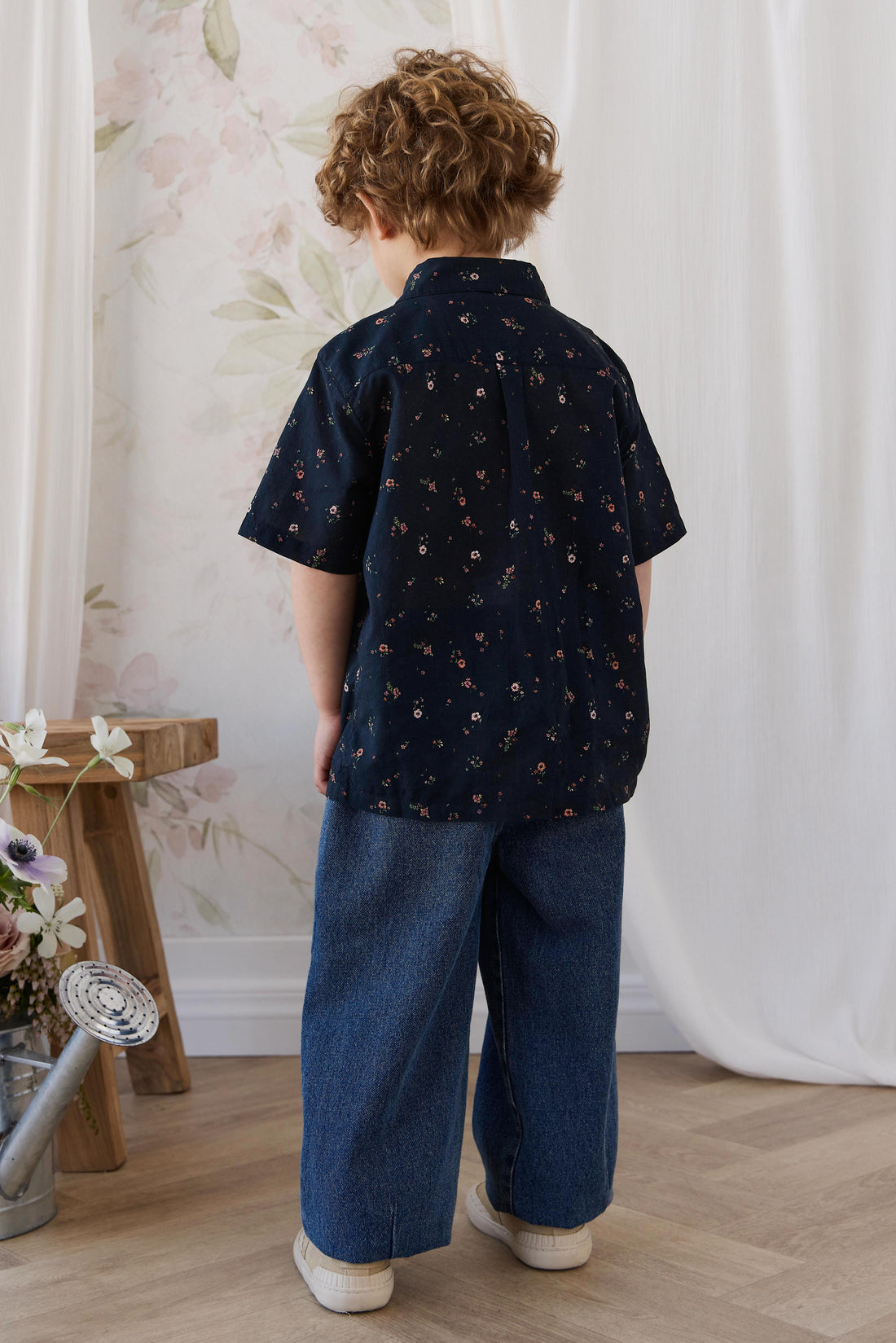 Organic Cotton Alexander Shirt - Eloise Navy Childrens Top from Jamie Kay NZ