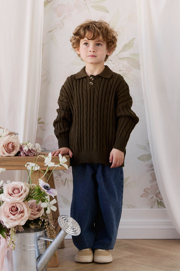 Wade Knit Jumper - Forest Childrens Jumper from Jamie Kay NZ
