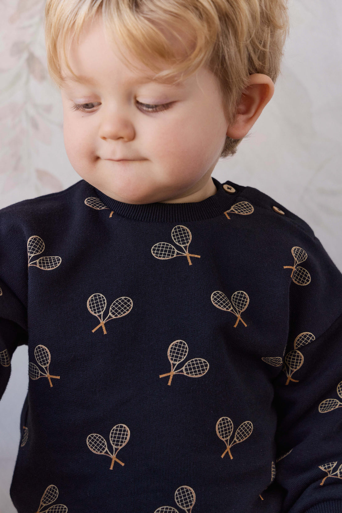 Organic Cotton Floyd Sweatshirt - Racquet Navy Childrens Sweatshirting from Jamie Kay NZ