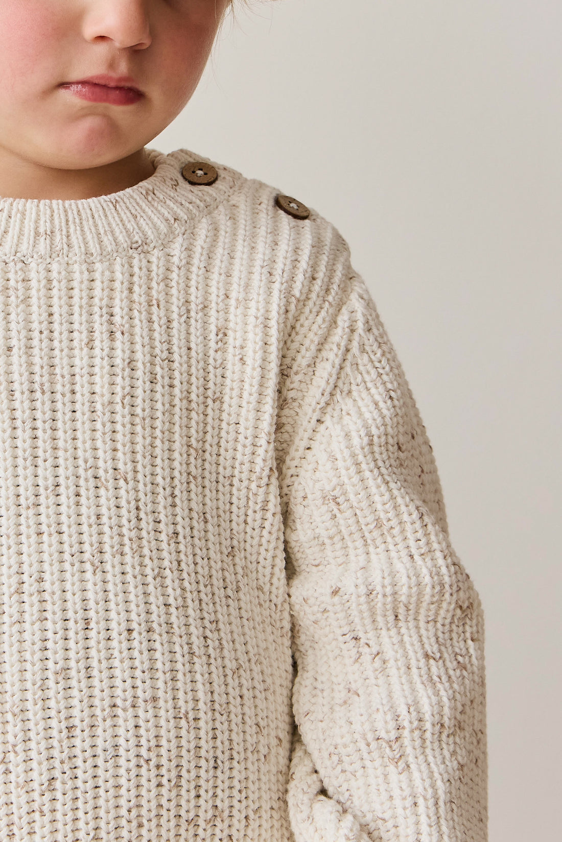 Harry Knit Jumper - Oatmeal Hay Fleck Childrens Jumper from Jamie Kay NZ