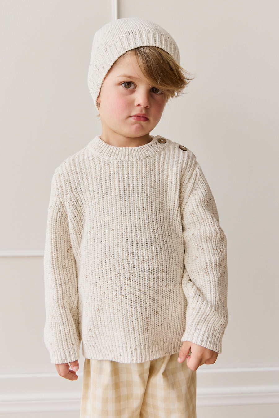 Harry Knit Jumper - Oatmeal Hay Fleck Childrens Jumper from Jamie Kay NZ