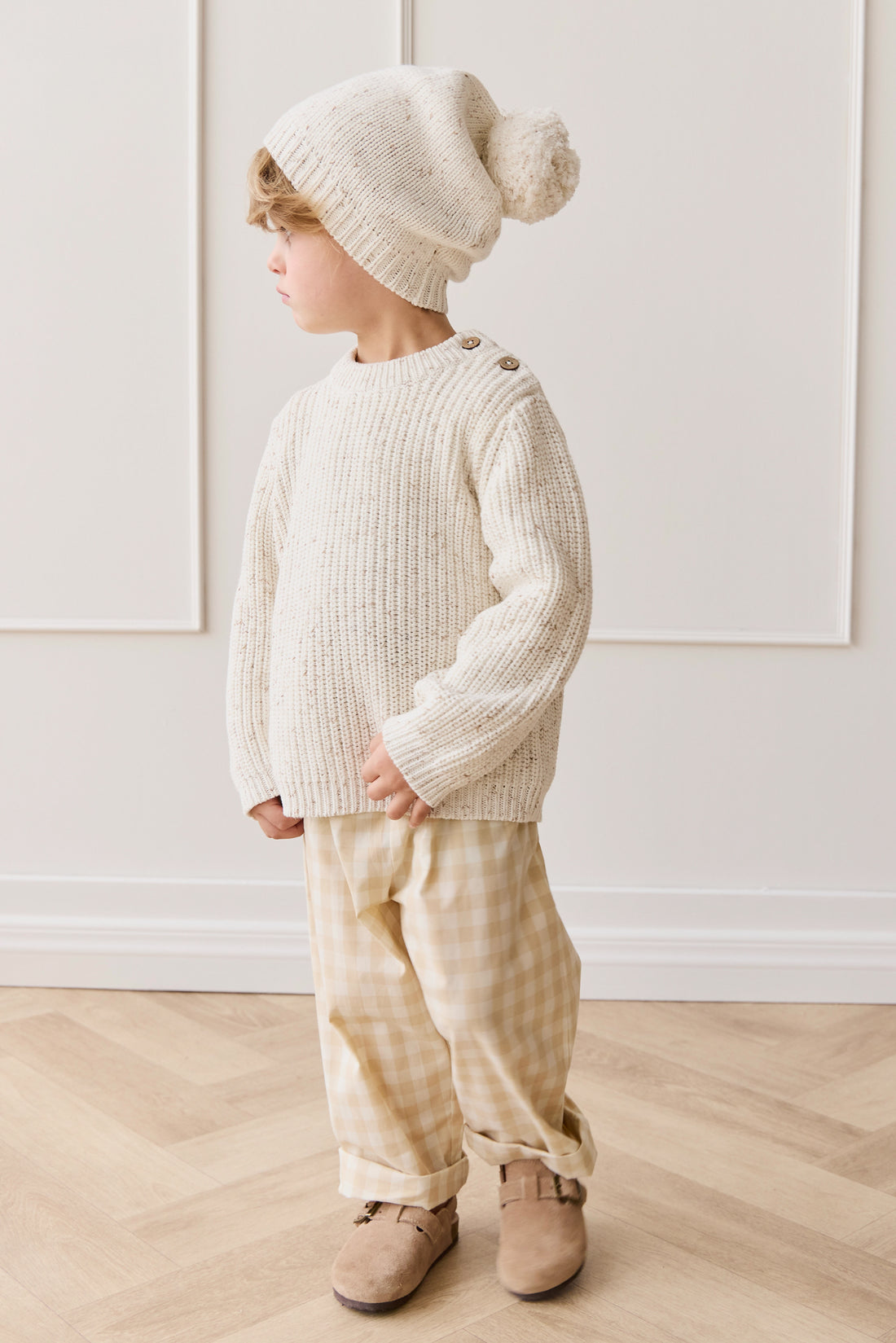 Harry Knit Jumper - Oatmeal Hay Fleck Childrens Jumper from Jamie Kay NZ
