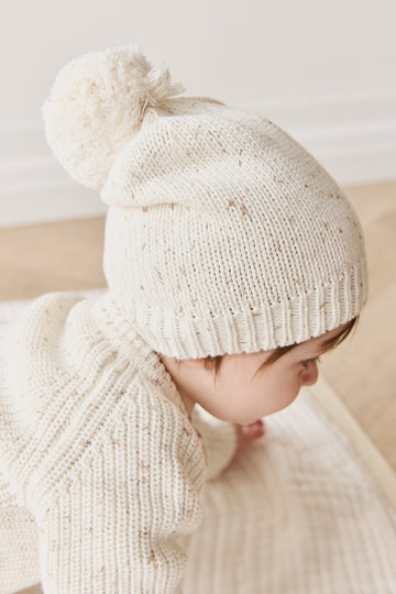Ethan Beanie - Oatmeal Hay Fleck Childrens Beanie from Jamie Kay NZ