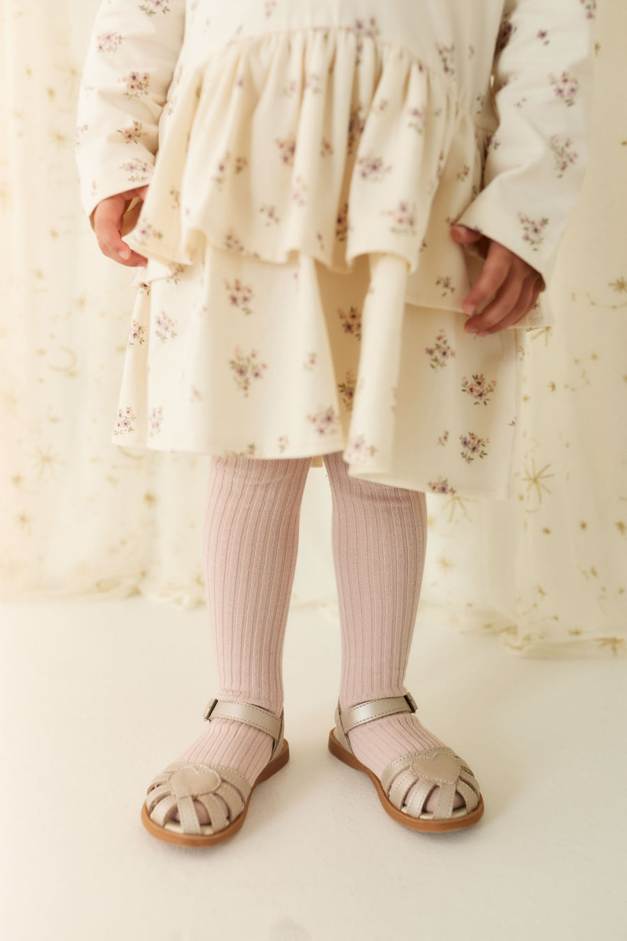 Ribbed Tight - Dusky Rose Childrens Tights from Jamie Kay NZ