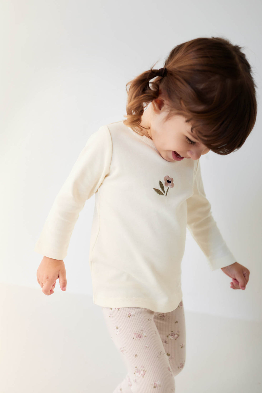 Pima Cotton Long Sleeve Top - Parchment Petite Goldie Childrens Top from Jamie Kay NZ