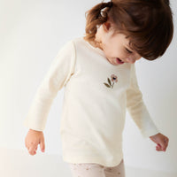 Pima Cotton Long Sleeve Top - Parchment Petite Goldie Childrens Top from Jamie Kay NZ