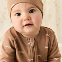 Organic Cotton Reese Zip Onepiece - Cosy Basil Spiced Childrens Onepiece from Jamie Kay NZ