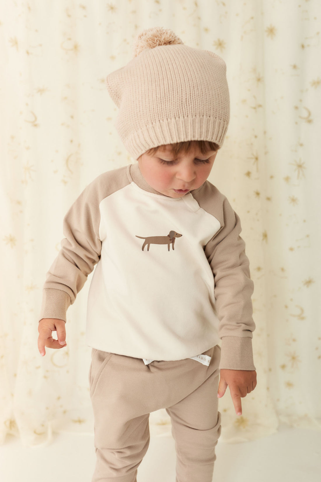 Organic Cotton Tao Sweatshirt - Vintage Taupe Cosy Basil Childrens Sweatshirt from Jamie Kay NZ