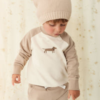 Organic Cotton Tao Sweatshirt - Vintage Taupe Cosy Basil Childrens Sweatshirt from Jamie Kay NZ