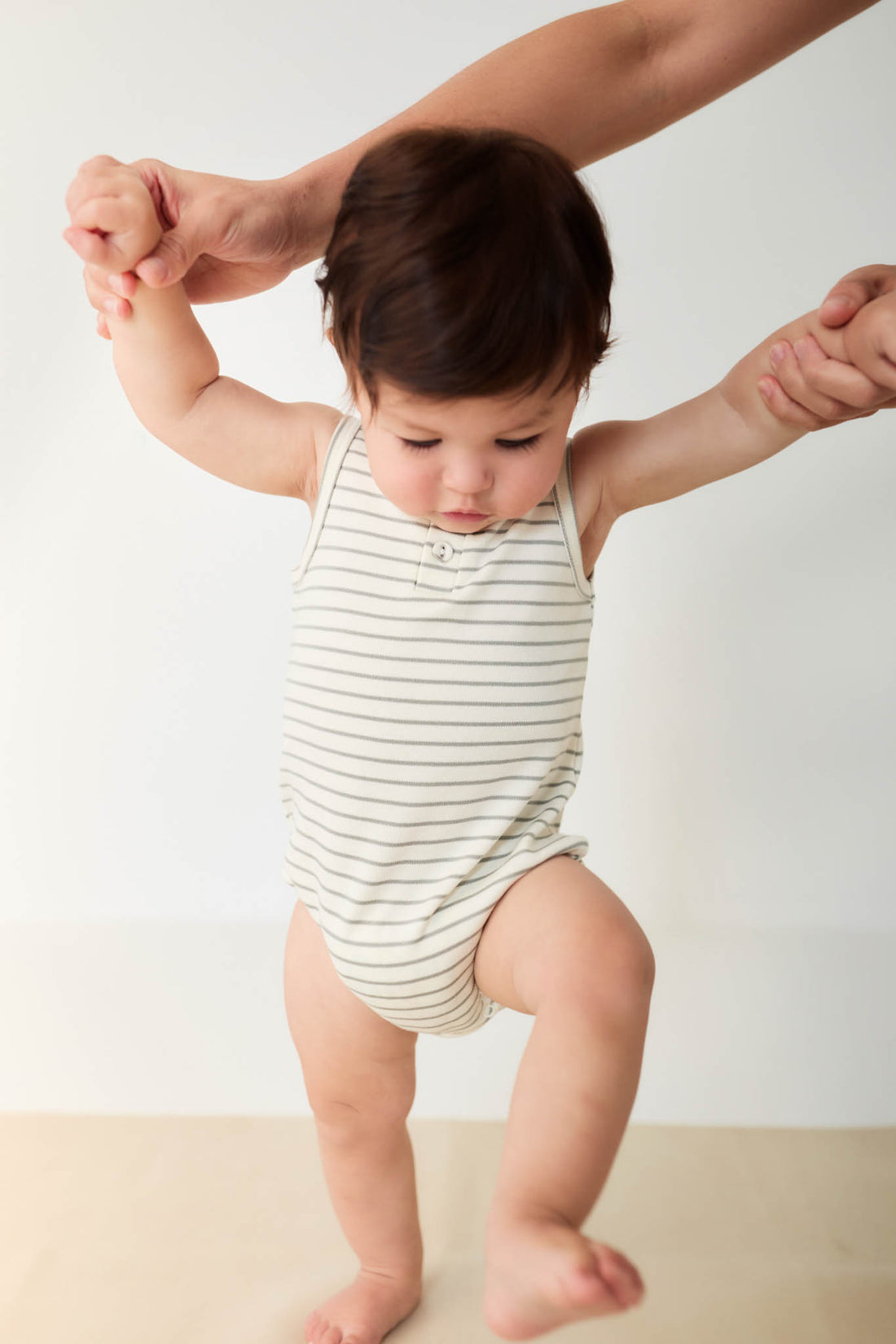 Pima Cotton Noah Playsuit - Milford Sound/Cloud Stripe Childrens Playsuit from Jamie Kay NZ