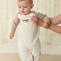 Organic Cotton Tao Sweatshirt Onepiece - Vintage Taupe Cosy Basil Childrens Onepiece from Jamie Kay NZ