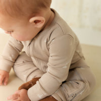 Organic Cotton Reese Zip Onepiece - Set Sail Vintage Taupe Childrens Onepiece from Jamie Kay NZ