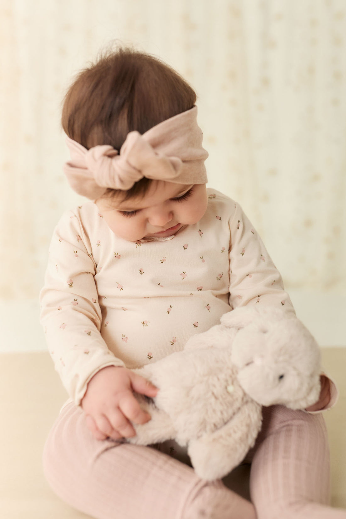 Organic Cotton Long Sleeve Bodysuit - Ditsy Berry Rose Childrens Bodysuit from Jamie Kay NZ