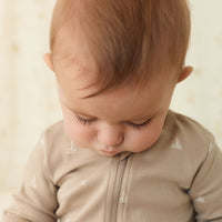 Organic Cotton Reese Zip Onepiece - Set Sail Vintage Taupe Childrens Onepiece from Jamie Kay NZ