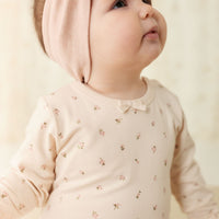 Organic Cotton Long Sleeve Bodysuit - Ditsy Berry Rose Childrens Bodysuit from Jamie Kay NZ