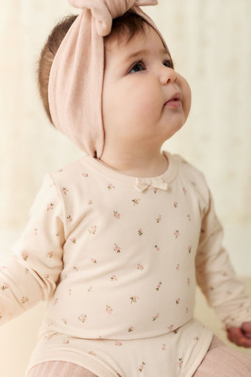 Organic Cotton Long Sleeve Bodysuit - Ditsy Berry Rose Childrens Bodysuit from Jamie Kay NZ