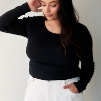 Organic Cotton Modal Womens Long Sleeve Top - Black Childrens Womens Top from Jamie Kay NZ