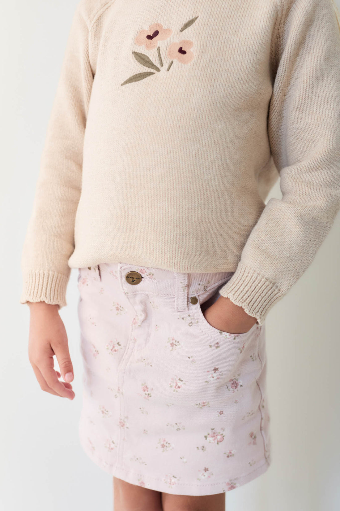 Audrey Knitted Jumper - Oatmeal Marle Petite Goldie Childrens Jumper from Jamie Kay NZ