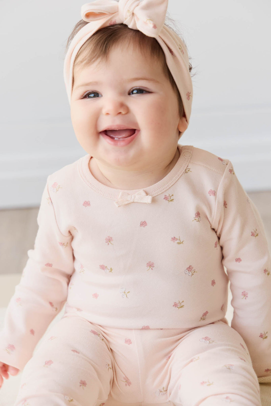 Organic Cotton Long Sleeve Bodysuit - Meredith Morganite Childrens Bodysuit from Jamie Kay NZ