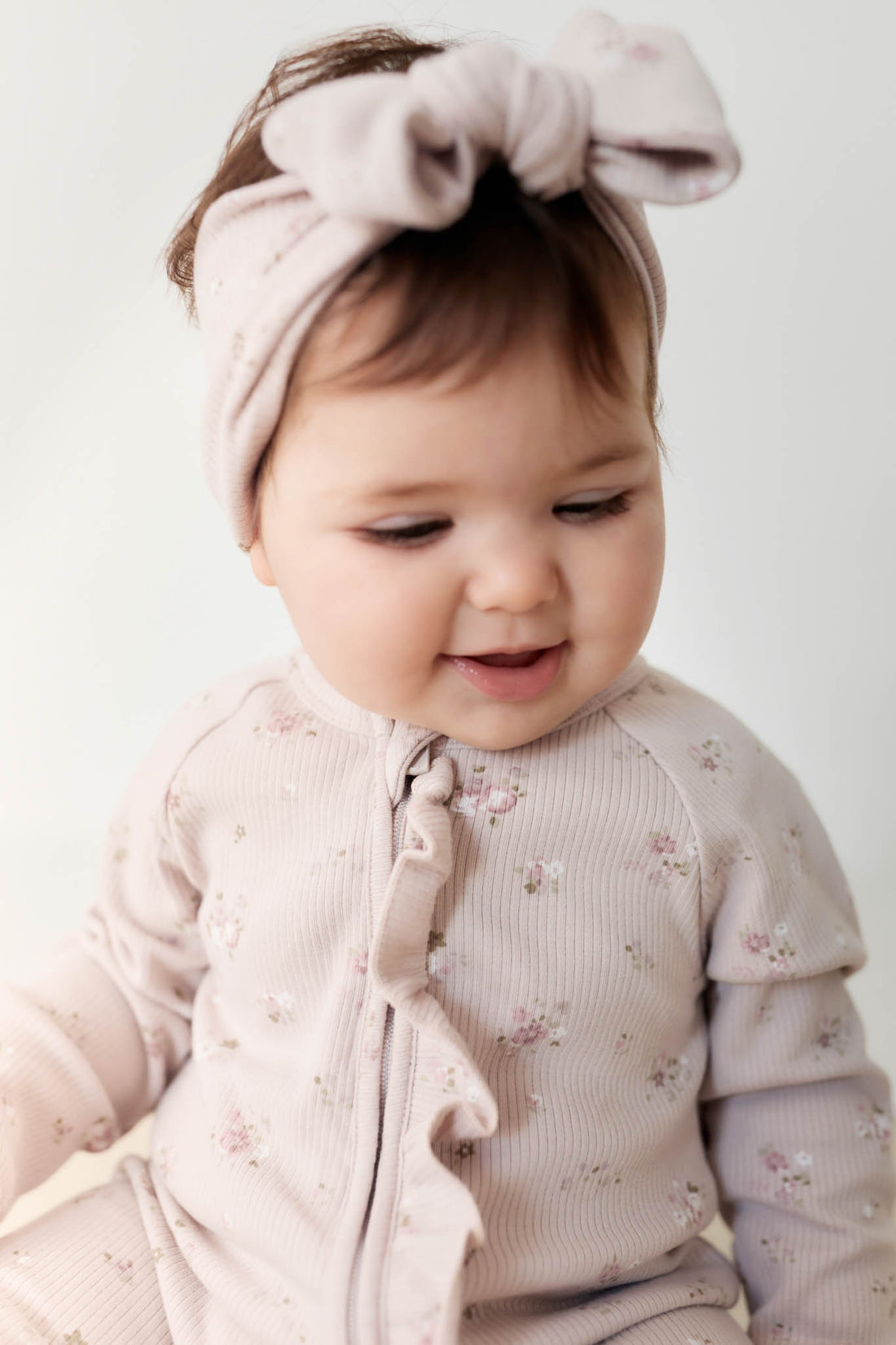 Organic Cotton Fine Rib Melanie Onepiece - Petite Fleur Violet Childrens Onepiece from Jamie Kay NZ