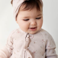 Organic Cotton Fine Rib Melanie Onepiece - Petite Fleur Violet Childrens Onepiece from Jamie Kay NZ