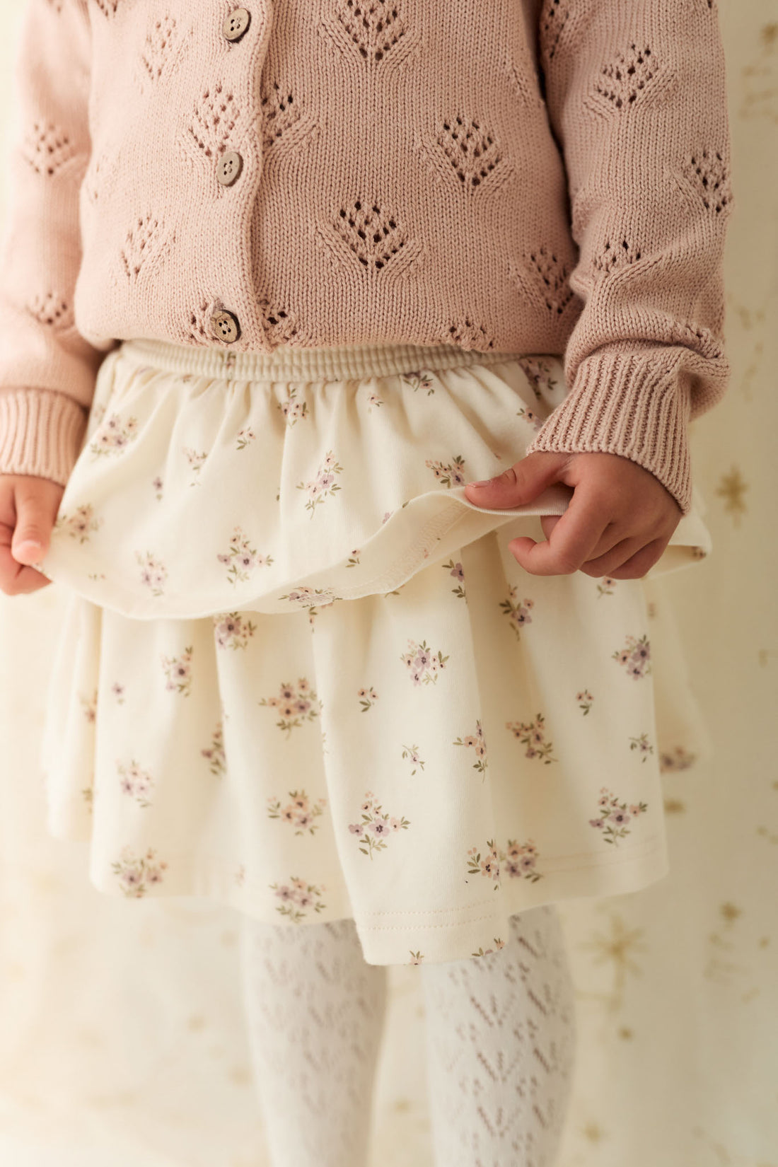 Organic Cotton Ruby Skirt - Goldie Bouquet Egret Childrens Skirt from Jamie Kay NZ