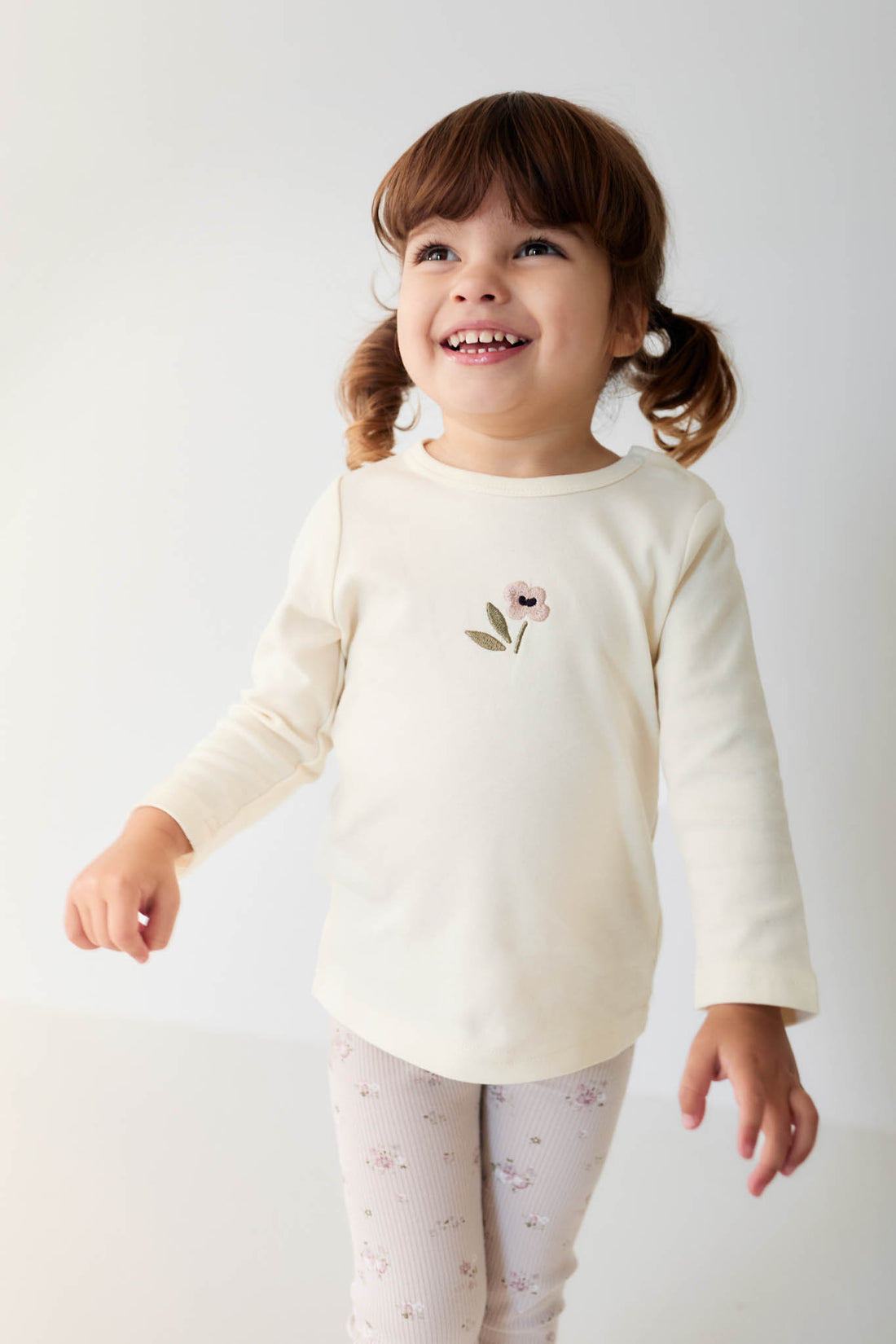 Pima Cotton Long Sleeve Top - Parchment Petite Goldie Childrens Top from Jamie Kay NZ