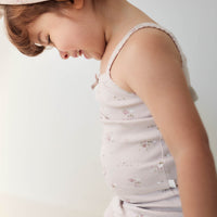 Organic Cotton Fine Rib Singlet - Petite Fleur Violet Childrens Singlet from Jamie Kay NZ