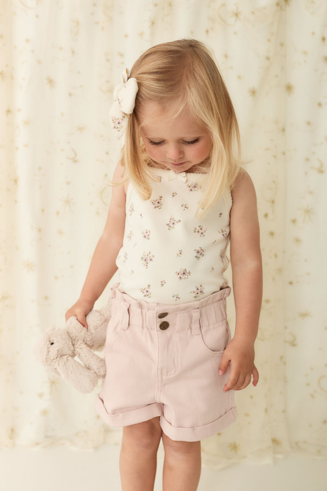 Organic Cotton Bridget Singlet Bodysuit - Goldie Bouquet Egret Childrens Bodysuit from Jamie Kay NZ