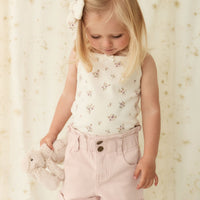 Organic Cotton Bridget Singlet Bodysuit - Goldie Bouquet Egret Childrens Bodysuit from Jamie Kay NZ