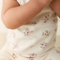 Organic Cotton Bridget Singlet Bodysuit - Goldie Bouquet Egret Childrens Bodysuit from Jamie Kay NZ