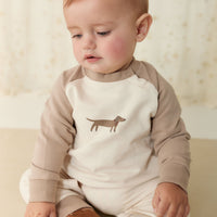 Organic Cotton Tao Sweatshirt Onepiece - Vintage Taupe Cosy Basil Childrens Onepiece from Jamie Kay NZ