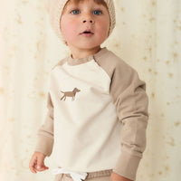 Organic Cotton Tao Sweatshirt - Vintage Taupe Cosy Basil Childrens Sweatshirt from Jamie Kay NZ