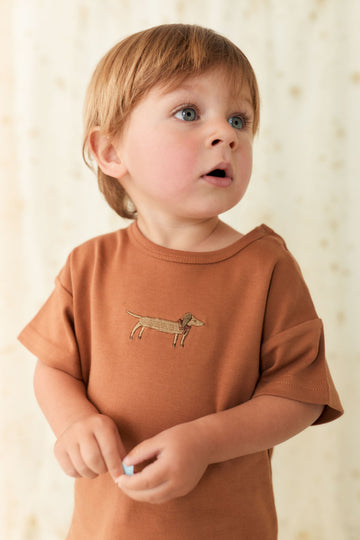 Pima Cotton Eddie T-Shirt - Spiced Cosy Basil Childrens Top from Jamie Kay NZ