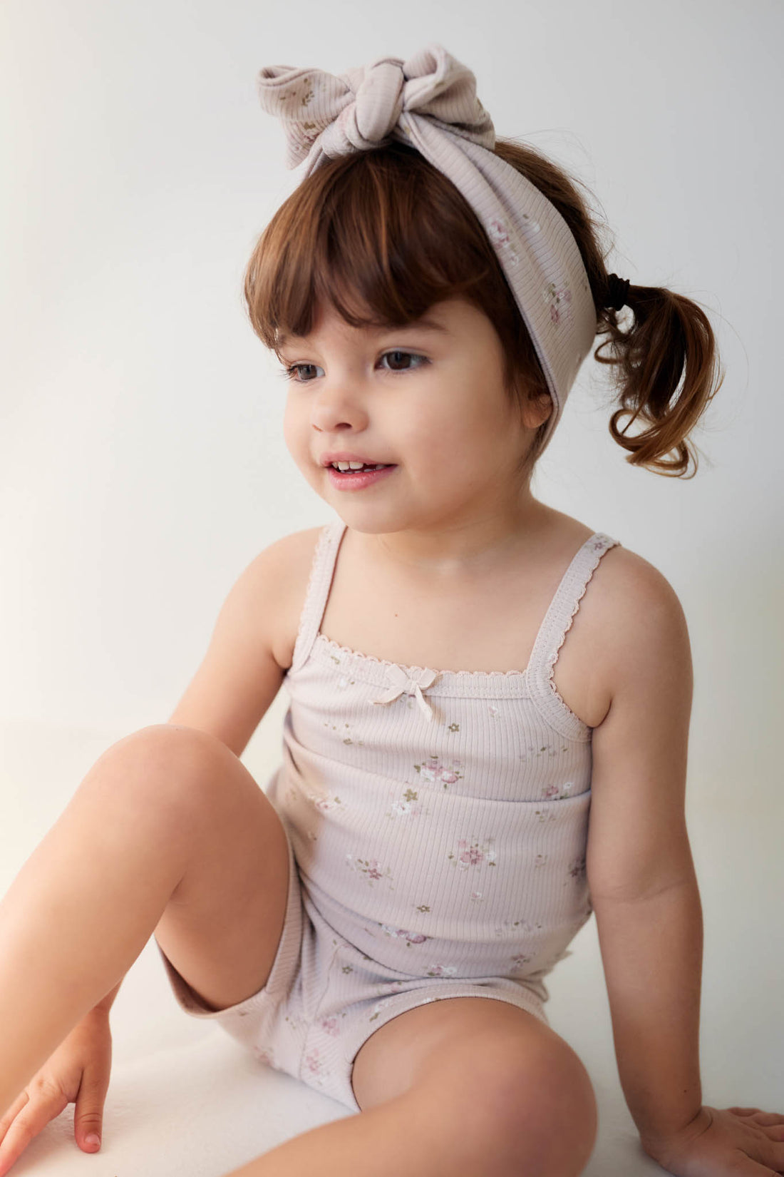 Organic Cotton Fine Rib Headband - Petite Fleur Violet Childrens Headband from Jamie Kay NZ