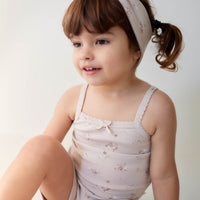 Organic Cotton Fine Rib Singlet - Petite Fleur Violet Childrens Singlet from Jamie Kay NZ