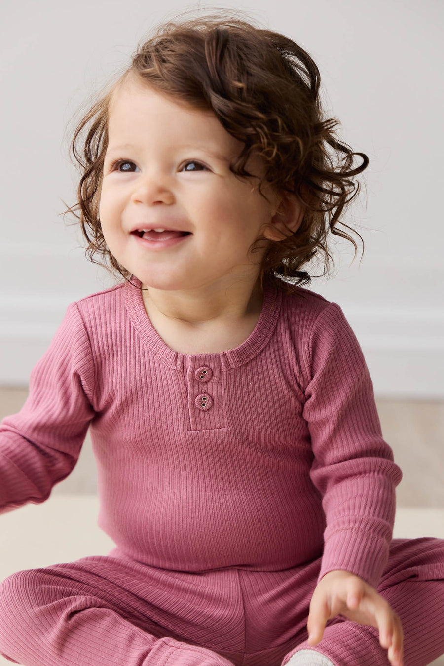 Organic Cotton Modal Long Sleeve Bodysuit - Rosette Childrens Bodysuit from Jamie Kay NZ