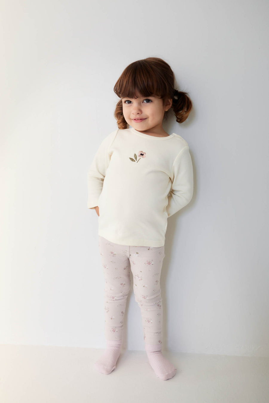 Pima Cotton Long Sleeve Top - Parchment Petite Goldie Childrens Top from Jamie Kay NZ