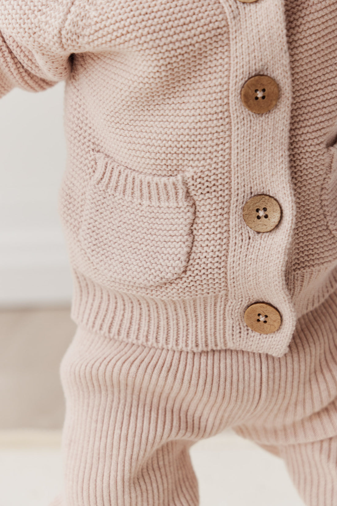 Sebastian Knitted Cardigan/Jacket - Ballet Pink Marle Childrens Cardigan from Jamie Kay NZ