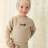 Ethan Jumper - Vintage Taupe Cosy Basil Childrens Jumper from Jamie Kay NZ