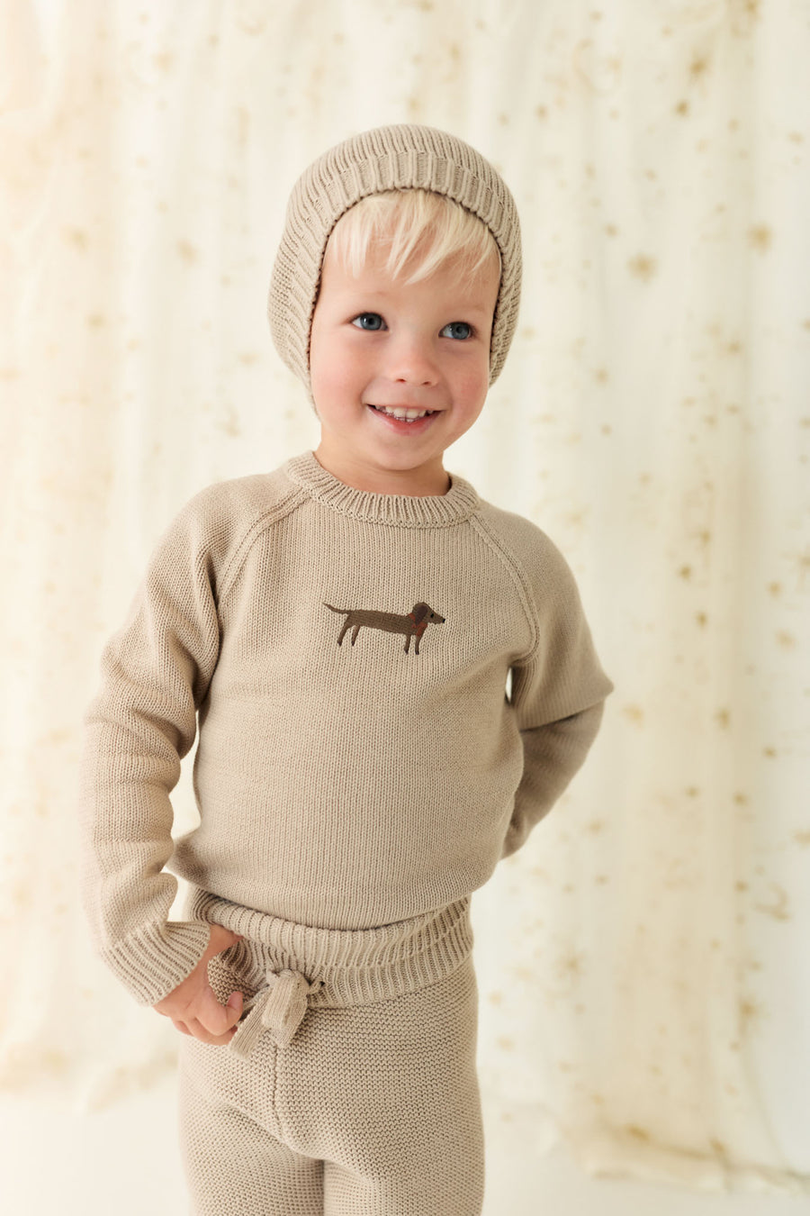 Ethan Jumper - Vintage Taupe Cosy Basil Childrens Jumper from Jamie Kay NZ